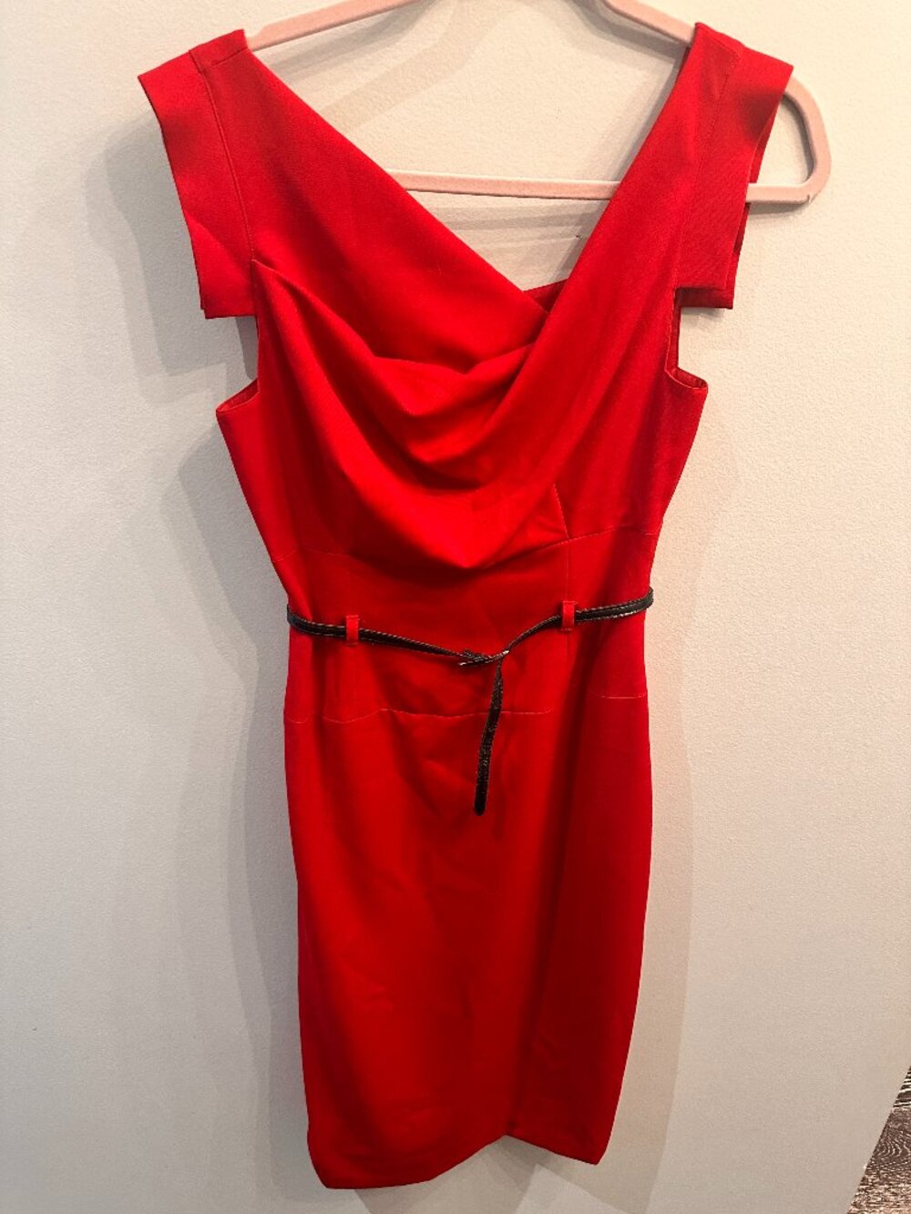 Authentic Black Halo Jackie O Asymmetric Draped Cocktail Dress Red - Size 6